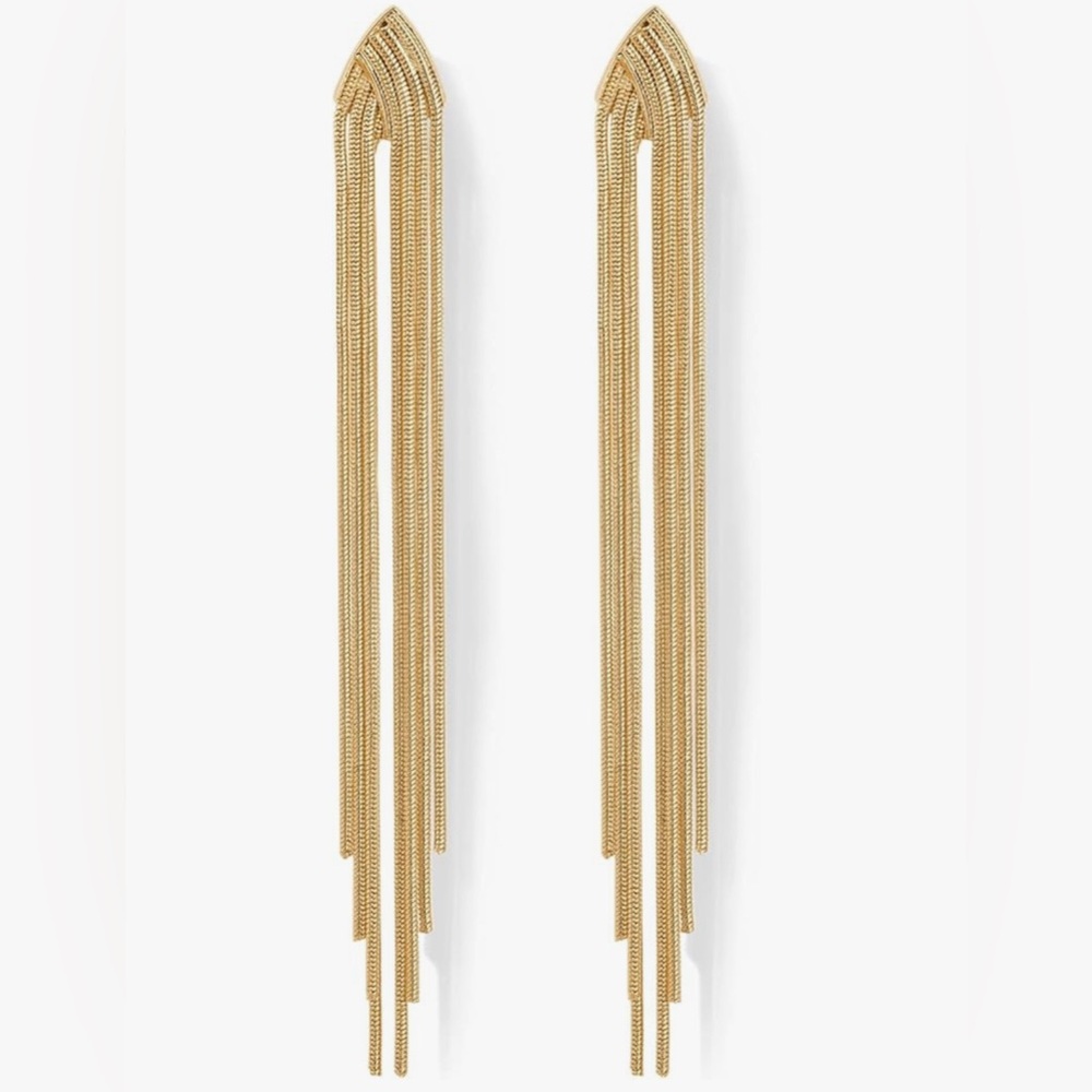 Gorgeous Neiman Marcus 14kt Gold Vermeil Arched Fringe Dangle Earrings